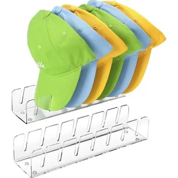 Věšák Držák na čepice Tlczrva, balení 3 kusů, akrylový organizér na 21 baseballových čepic, úložný