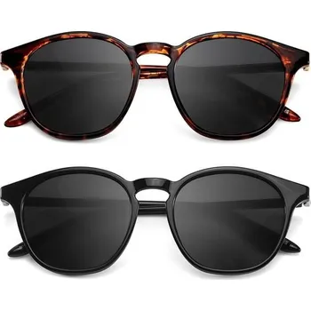 TJUTR 2 kusy retro kulatých slunečních brýlí pro ženy a muže, vintage polarizované sluneční brýle,