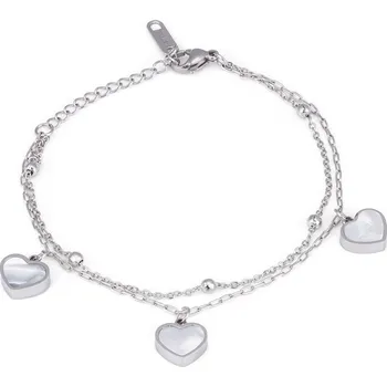 Náramek Prosperk Dámský ocelový náramek se srdíčky s perletí S2445