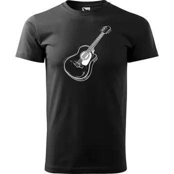 Pánské oblečení Sablio Tričko s potiskem Kytara černé