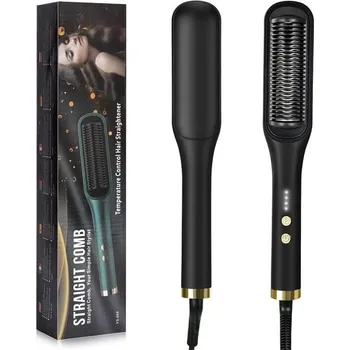 Žehlička na vlasy Flintronic žehlicí kartáč, žehlička na vlasy s ochranou proti opaření, 4 nastavení teploty, hřeben