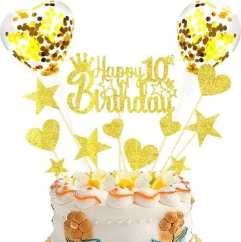 Party dekorace DKBT Všechno nejlepší k narozeninám 21. narozeninové dekorace na dort 13 kusů třpytivých ozdob na