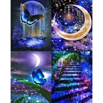 LORIOSKE Sada 4 diamantových obrazů