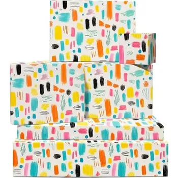 Party dekorace Abstraktní balicí papír - 6 listů, barevný
