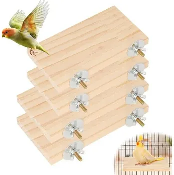 Hračka pro ptáka Aleawol 4dílný dřevěný stojan pro ptáky, plošina pro domácí mazlíčky s ptáky, lezecká plošina se