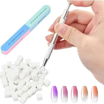 100 kusů houbiček na nehty, štětců na nehty s kovovou svorkou a pilníkem na nehty, štětců na nehty