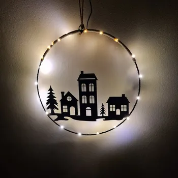 Zahradní dekorace Závěsný kovový kruh s LED světlem