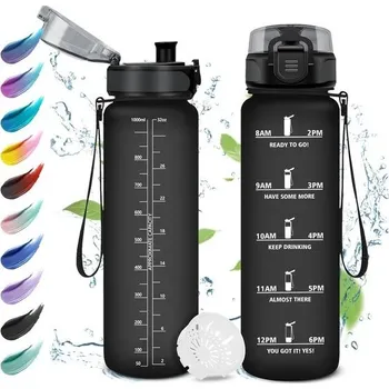 Termoska 1l láhev na vodu, sportovní láhev na vodu s filtrem, nepropustná, vhodná na sycené nápoje,