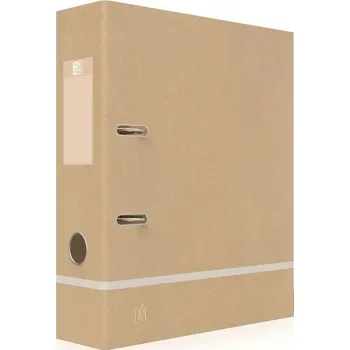 Pákový pořadač Oxford, A4, hřbet 80 mm, 2 kroužky, obal z kraftového papíru, béžová a matně bílá.