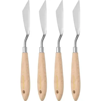 Malířská špachtle QUARKZMAN 4dílné malířské špachtle z nerezové oceli se špičatým a zkoseným okrajem, velikost 14#, s