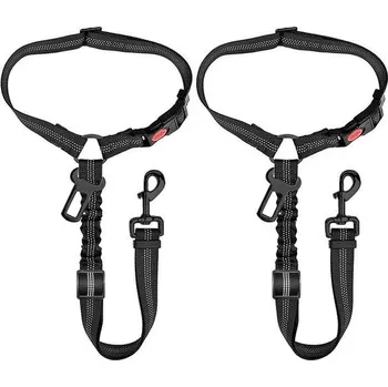 Cestování Bezpečnostní pás pro psy do auta, sada 2 nastavitelných bezpečnostních pásů do auta, opěrka hlavy,