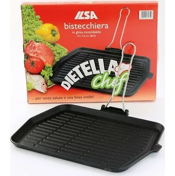 Poklice Litinová grilovací pánev Ilsa Dietella Chief, obdélníková, 28 x 36 cm, černá