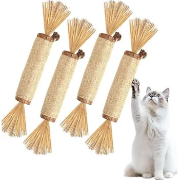 Hračka pro kočku Hnjindong tyčinky z kočičí špína, 4dílná hračka z kočičí špína, velká hračka z kočičí špína, vhodná
