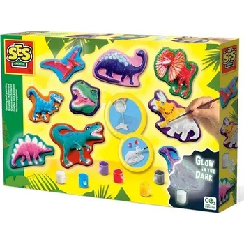 Ruční pumpa SES Creative 01292 Sádrový odlitek s motivem dinosaura, Sada pro tvoření s dinosaury pro děti,