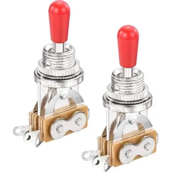 Elektrická kytara QUARKZMAN 3-polohový krátký rovný přepínač pro kytaru, stříbrný s červenými krytkami tlačítek pro