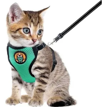 tréninková pomůcka pro psa AWOOOF Kočičí postroj a vodítko, Oblečení pro kočky, Nastavitelná bunda na venčení s koťaty pro