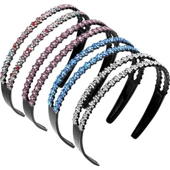 Čelenka 4dílná dámská čelenka s kamínky a květinami, oboustranná čelenka s kamínky, čelenka s křišťálovými