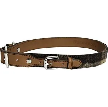 Pomůcka pro výcvik zvířete Luxusní kožený obojek pro psy z palisandru 04112 pro obvod krku 21-31 cm, tartanový tvíd 21 - 31 cm