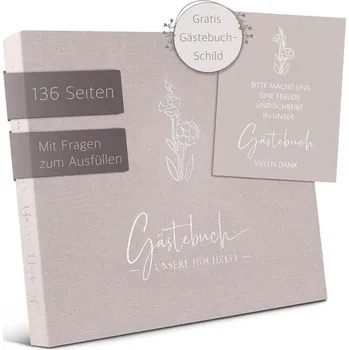 Svatební dekorace Svatební kniha hostů Love Notes® s otázkami k vyplnění – Vysoce kvalitní svatební kniha pro