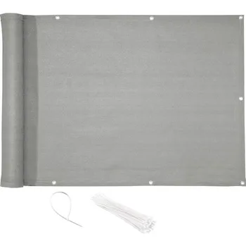 Markýza CelinaSun zástěna na balkon 0,9 x 5 m světle šedá HDPE balkonová krytina s kabelovými stahovacími