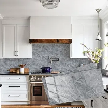 Samolepky na dlaždice Abyssaly do koupelen, samolepicí dlaždice z šedého mramoru do kuchyně, 24