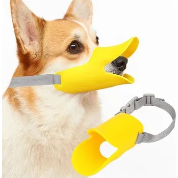 Náhubek pro psa Psí náhubek Roztomilý psí náhubek ve tvaru kachničky Silikonový psí náhubek, nastavitelný proti