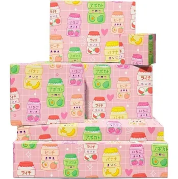 Party dekorace Růžový balicí papír - 6 listů eko