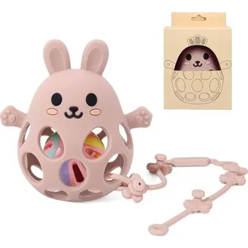 Hračka pro kojence LYNSAN Kousátko na dítě, Silikonová chrastítka pro miminka, Kousátko pro králíka, Kousátko,