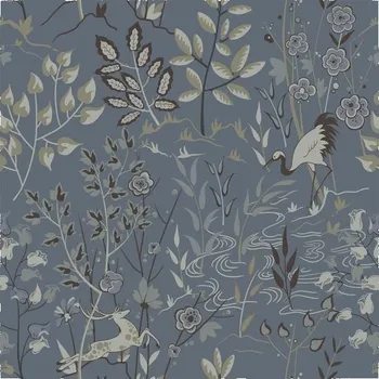 Tapeta Timeet tmavě modrá botanická tapeta