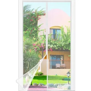 Roleta Magnetická síťka na dveře - 90 x 190 cm - bílá, moskytiéra na dveře, magnetické zavírání odshora