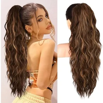 Čelenka Brikabia culíkové prodlužování, délka 66 cm, clip-in přírodní culík, syntetické vlasy, dámské,