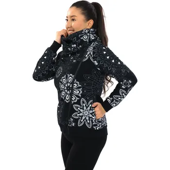 Dámská mikina Himalife Hřejivá mikina na zip s maxi límcem Sari - černá s bílou Velikost: XL - Móda pro plnoštíhlé, Oblečení nadměrné velikosti