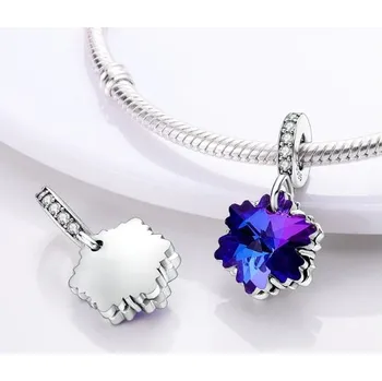 Korálek Prosperk Korálek na náramek modrý zirkon vločka S1988