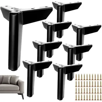 Nábytkové kování LOPYXBR 8 kusů nábytkových nohou, černé, 10 cm, nohy k pohovce, nosnost do 1000 kg, nohy pro