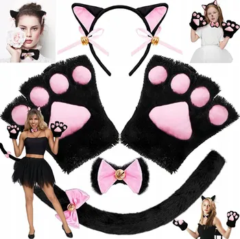 Karnevalový kostým KOSTÝM KOČKY, KOČIČÍ KOSTÝM, CHLUPATÝ OCAS A UŠI KOČKY, KOČIČÍ TLAPKY