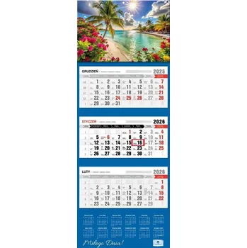 Kalendář Kalendář 2026 TŘÍDÍLNÝ nástěnný 31x84cm SILNÁ HLAVA tropik