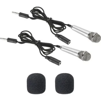 Mikrofon PATIKIL Mini mikrofon Přenosný hlasový mikrofon růžovo-červený pro nahrávání hlasu a zpěv, balení 2