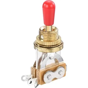 Elektrická kytara QUARKZMAN 3polohový krátký přepínač pro kytaru, rovný přepínač, zlatý s červeným tlačítkem, pro