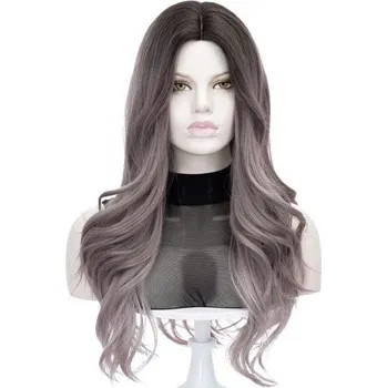 Čelenka Paruka Morticia Platinová blond Dlouhá vlnitá realistická kudrnatá syntetická bílá blond paruka pro