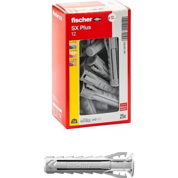 Hmoždinky Fischer 25 SX Plus, 12 x 60 mm, pro plné stěny, duté cihly, zdivo, beton, k upevnění
