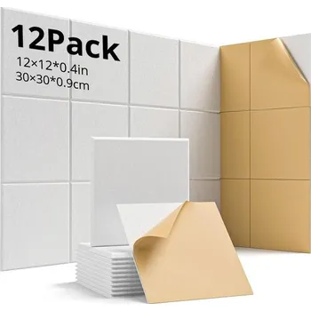Aparatura pro univerzální použití Samolepicí akustické panely Woovio, 12 kusů, zvukově izolační panely, 30 x 30 x 0,9 cm, zvuková