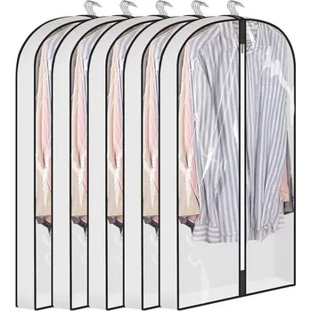 Úložný box 5 vysoce kvalitních tašek na oděvy, 100 D x 57 Š x 8,6 cm V, průhledné tašky na oděvy odolné proti