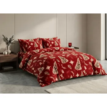 Textilomanie Mikroplyšové povlečení GOLD CHRISTMAS červené 2 ks 70 x 90 cm | 200 x 220 cm zip