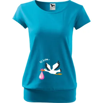 Těhotenské tričko - Už letím Holčička Barva: Fialová, Velikost: XL