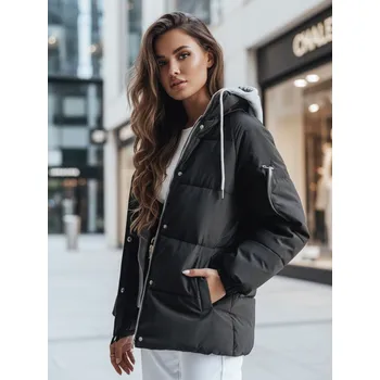 Černá prošívaná bunda s textilní kapucí SPACE TY4070 Velikost: L