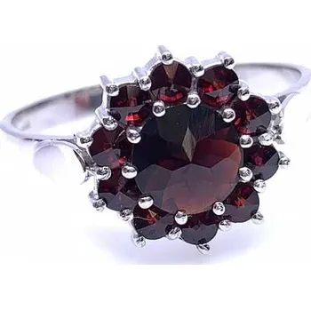 Řetízek Český Granát Jan Kos jewellery Stříbrný prsten s granáty 121032945009