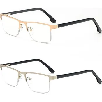 MMOWW 2dílná sada čtecích brýlí pro muže s filtrem modrého světla, obdélníkové kovové čtecí brýle s