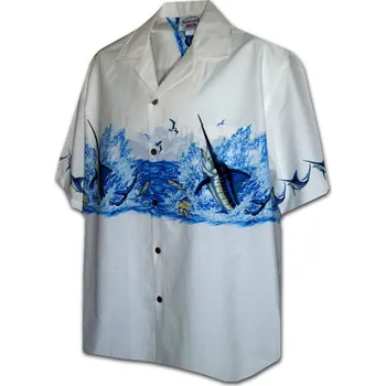 Pánská košile Pacific Legend Bílá havajská košile s motivem mečouna Velikost: XXL