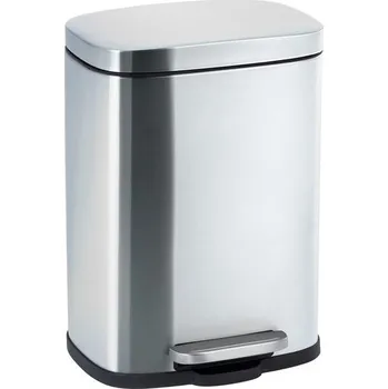 Zahradní dekorace Kosmetický koš WENKO Leno Easy Close, 5 litrů, minimalistický pedálový koš z nerezové oceli s víkem