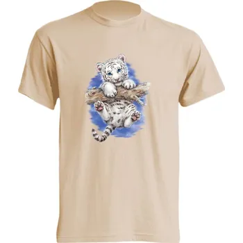 Pánské oblečení panske_tricko_potisk_bily_tygr Barva: Lime stone - krémová, velikost: S
